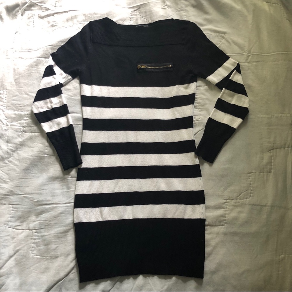 Venus stretchy striped dress with zipper detail